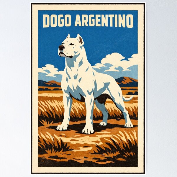 Item preview, Dogo Argentino Vintage Plains Poster designed and sold by Flying Doggo.