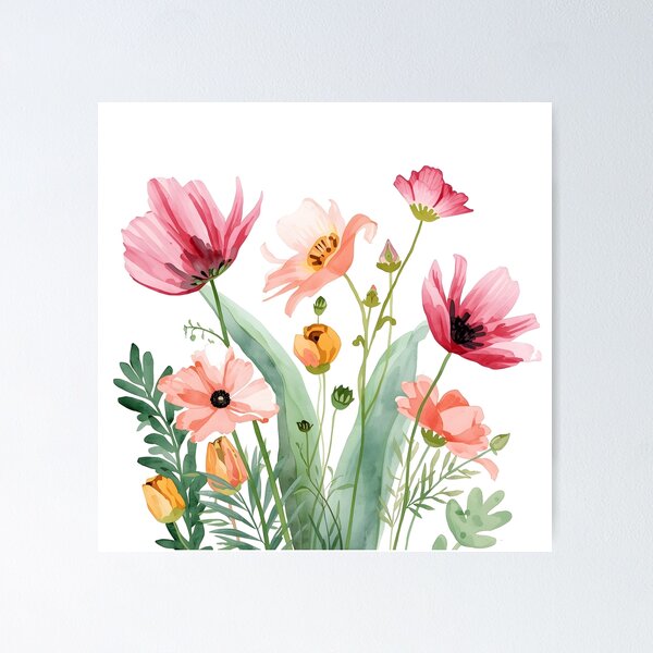 Item preview, Watercolor flowers pattern designed and sold by Designfs.