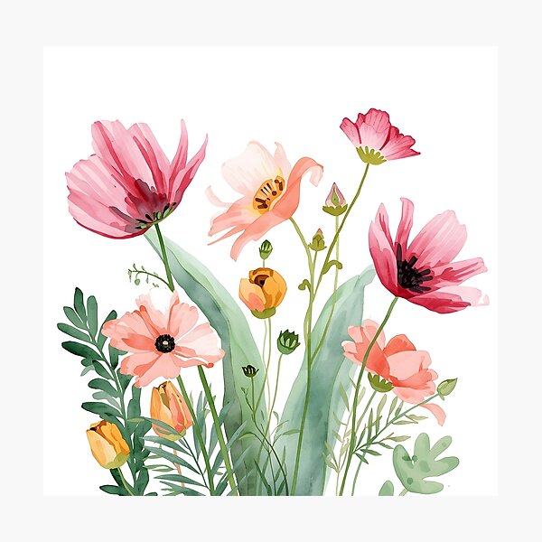 Item preview, Watercolor flowers pattern designed and sold by Designfs.