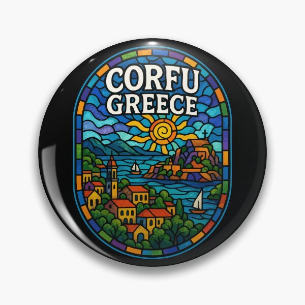 Item preview, Corfu Island Greece Stained Glass Travel designed and sold by TomFrontierArt.