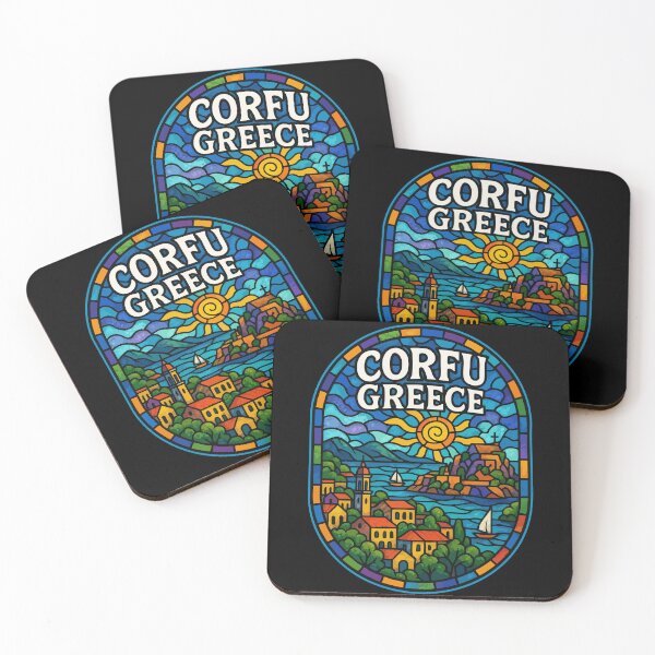 Item preview, Corfu Island Greece Stained Glass Travel designed and sold by TomFrontierArt.
