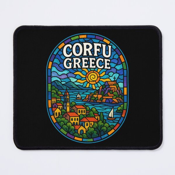 Item preview, Corfu Island Greece Stained Glass Travel designed and sold by TomFrontierArt.