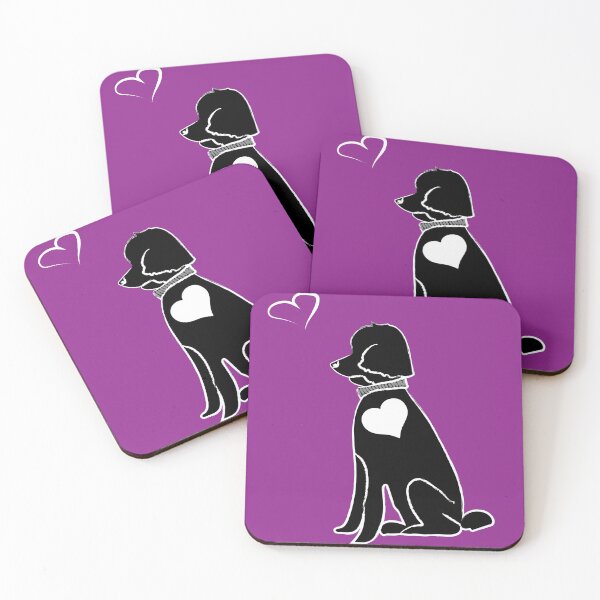 Item preview, Black & White Dog Love on Purple Background designed and sold by Digitalmyth's Designs.