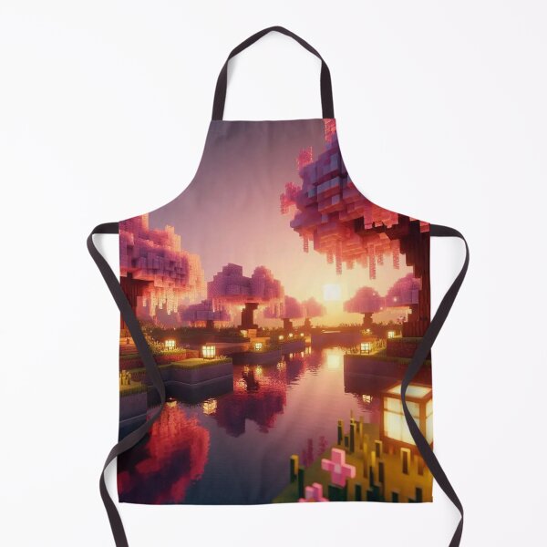 Item preview, Minecraft world, Japanese garden, cherry blossom trees, Japan, gaming, blue sky, pixel art, blocky digital landscape designed and sold by Sugar Wisdom .