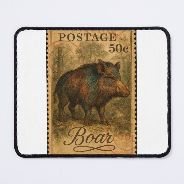Item preview, Boar Postage: Wild Beauty in Vintage Ink designed and sold by ForeverPrintsOK.