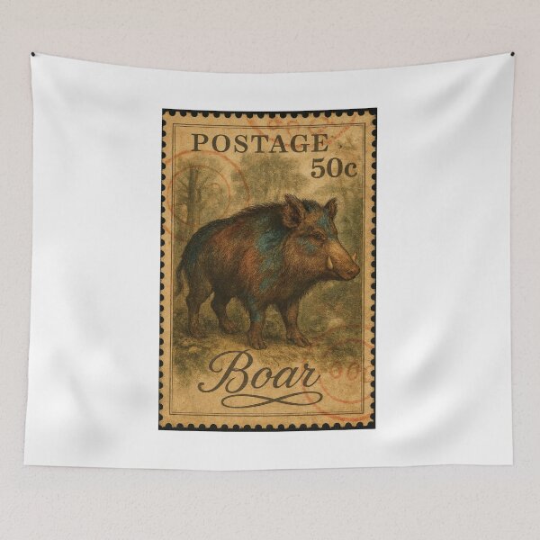 Item preview, Boar Postage: Wild Beauty in Vintage Ink designed and sold by ForeverPrintsOK.