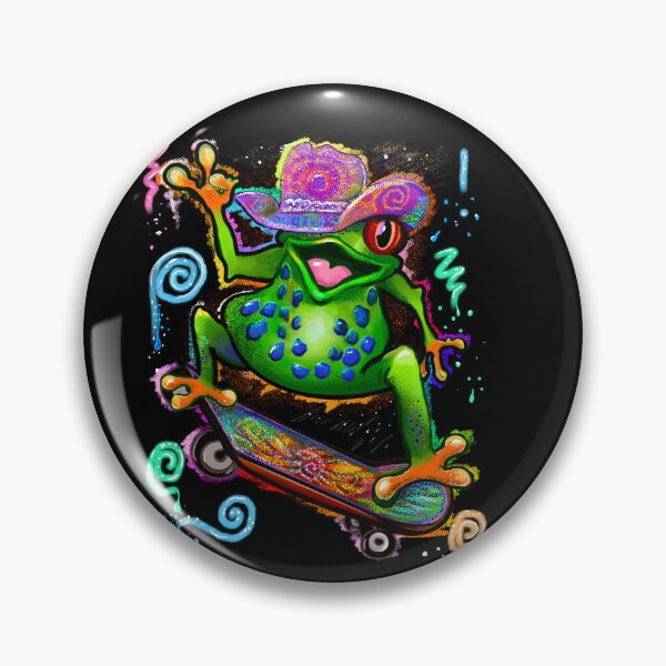 Item preview, Peace Sign Skateboard Frog in Bright Colorful Cowboy Hat designed and sold by Artonmytee.