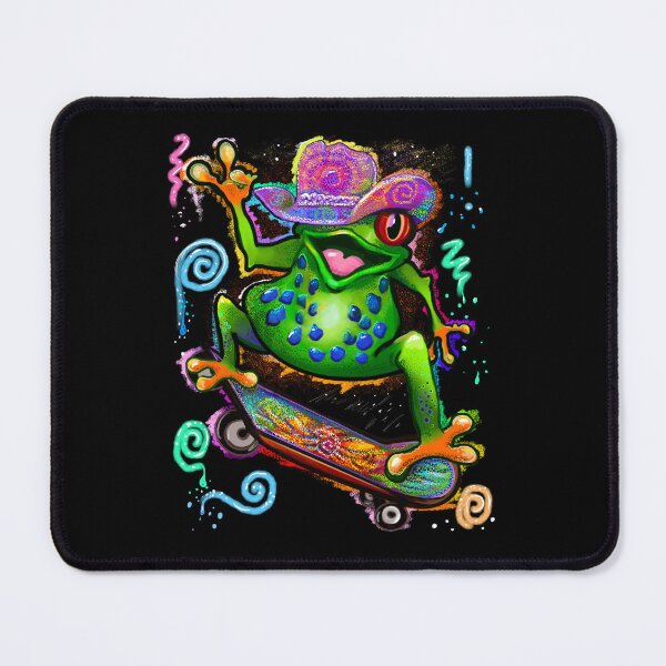 Item preview, Peace Sign Skateboard Frog in Bright Colorful Cowboy Hat designed and sold by Artonmytee.