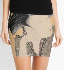 Vintage Japanese Ukiyo-e Woodblock Print Woman Portrait IV Mini Skirt