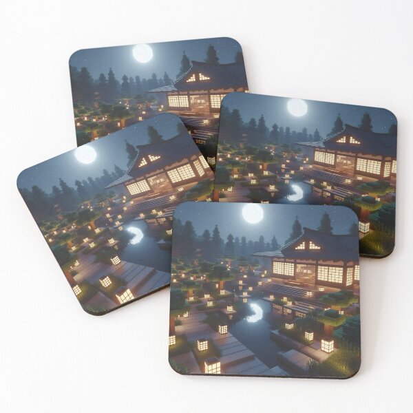 Item preview, Minecraft world, Japanese garden, cherry blossom trees, Japan, gaming, blue sky, pixel art, blocky digital landscape designed and sold by Sugar Wisdom .