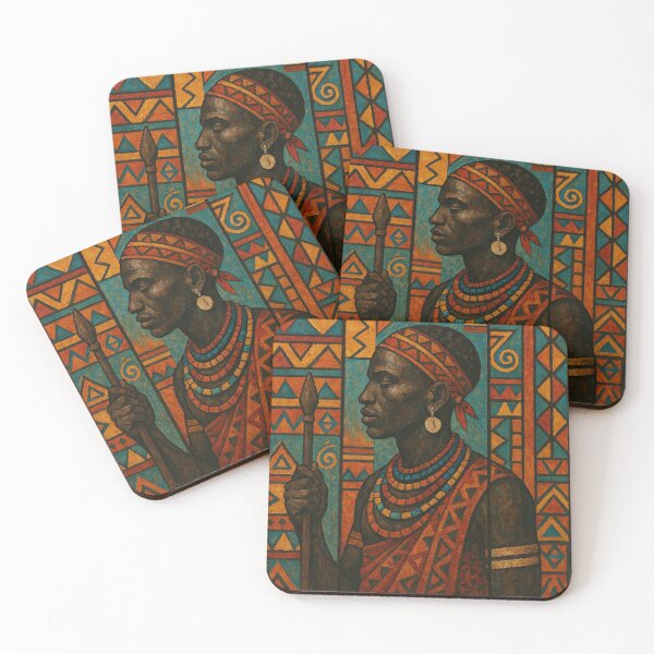 Item preview, African Warrior Portrait - Traditional Ethnic Tribal Art Decor designed and sold by Stone-T .