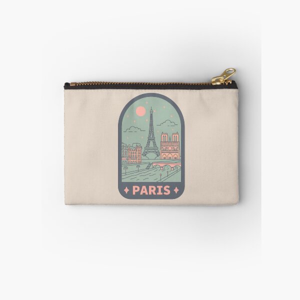 Item preview, Paris France Travel Badge Eiffel Tower Notre Dame and Louvre Landmark Illustration designed and sold by InvestingRoad.