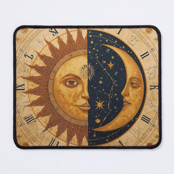 Item preview, Vintage Celestial Sundial: Symmetrical Sun and Moon Zodiac Clock designed and sold by CharlieDesings.