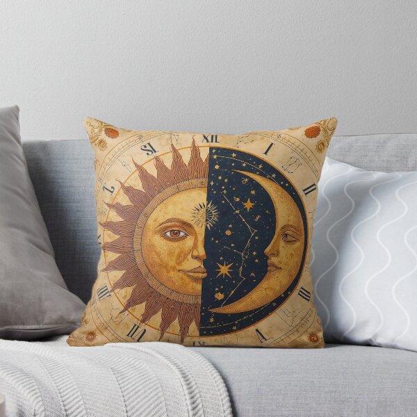 Item preview, Vintage Celestial Sundial: Symmetrical Sun and Moon Zodiac Clock designed and sold by CharlieDesings.