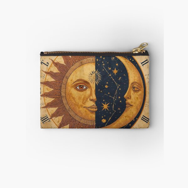 Item preview, Vintage Celestial Sundial: Symmetrical Sun and Moon Zodiac Clock designed and sold by CharlieDesings.