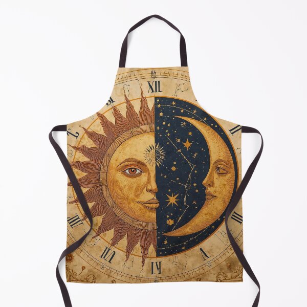 Item preview, Vintage Celestial Sundial: Symmetrical Sun and Moon Zodiac Clock designed and sold by CharlieDesings.