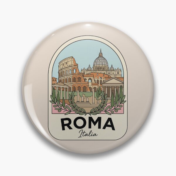 Item preview, Roma Italy Travel Badge Colosseum St Peters Basilica and Roman Ruins designed and sold by InvestingRoad.