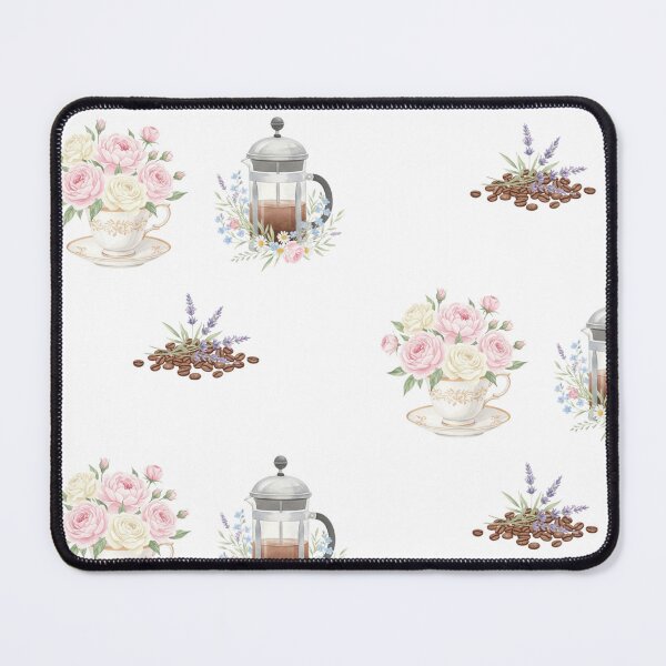 Item preview, Romantic Garden Coffee: Watercolor Floral Teacup and French Press Set designed and sold by NonditStudio.