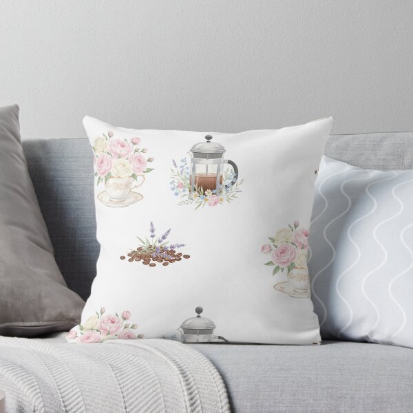 Item preview, Romantic Garden Coffee: Watercolor Floral Teacup and French Press Set designed and sold by NonditStudio.