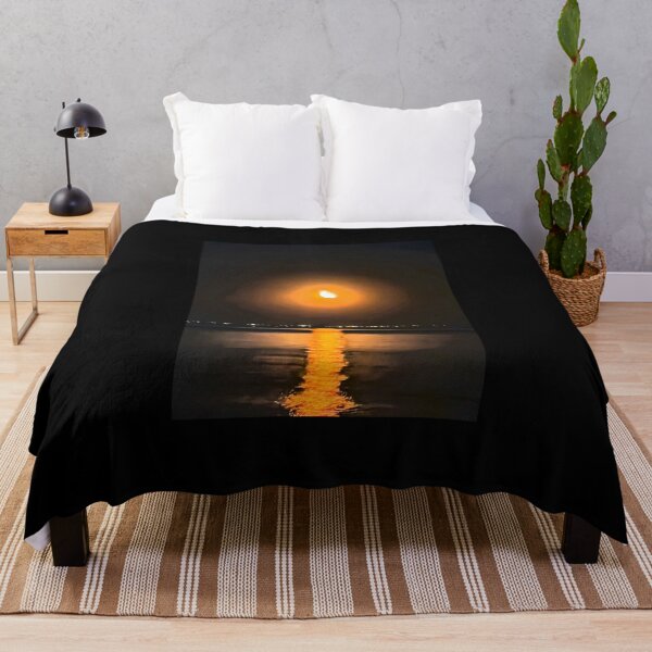 Item preview, Golden Crescent Moon Reflecting on Calm Night Sea designed and sold by Makaronia.