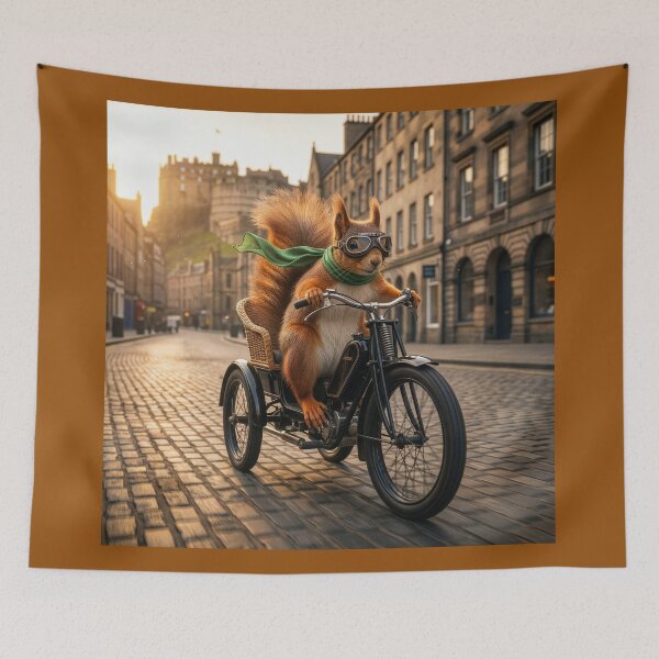 Item preview, Red Squirrel Rides Down Edinburgh's Royal Mile designed and sold by Tridentulus.