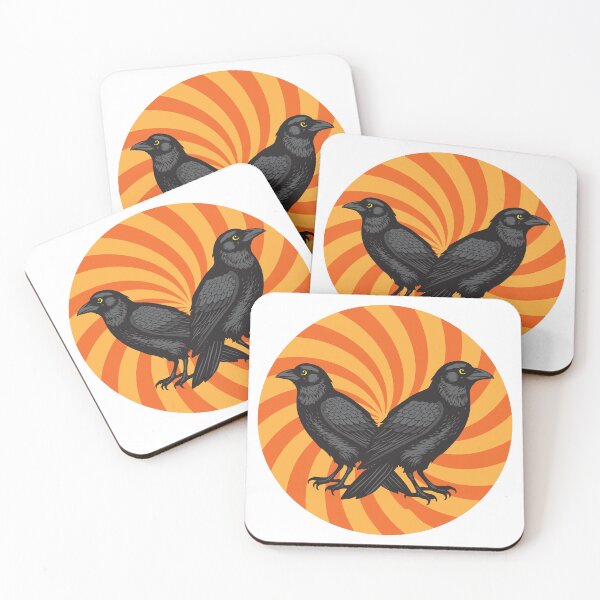 Item preview, Twin Ravens in Psychedelic Spiral – Bold Bird Art for Nature Lovers designed and sold by Analog Aura .