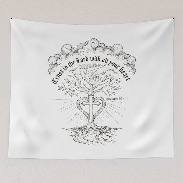 Item preview, Elegant Proverbs 3:5 Christian Tree Cross Heart Design. designed and sold by loveandlightrb.