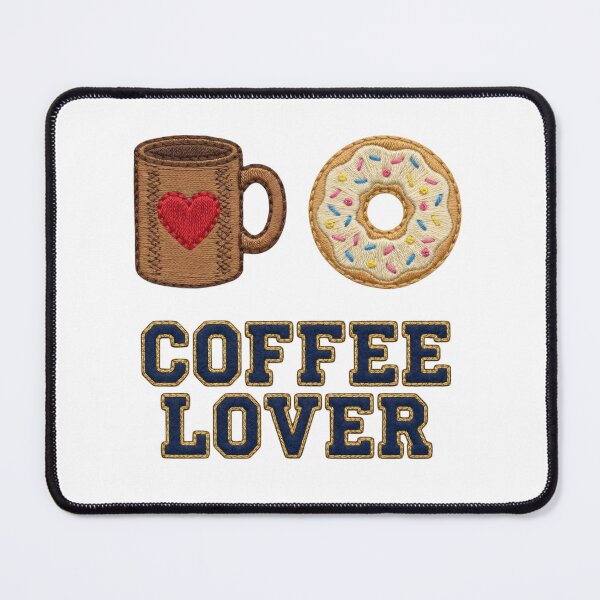 Item preview, Coffee Lover Embroidery Set: Varsity Patch Mug and Sprinkled Donut designed and sold by NonditStudio.