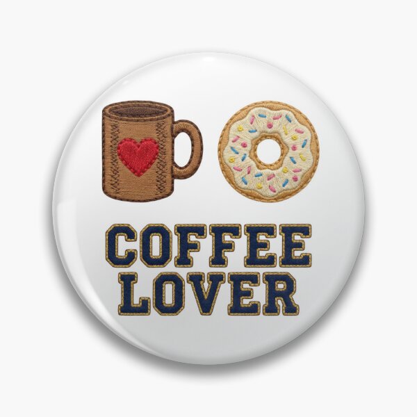 Item preview, Coffee Lover Embroidery Set: Varsity Patch Mug and Sprinkled Donut designed and sold by NonditStudio.