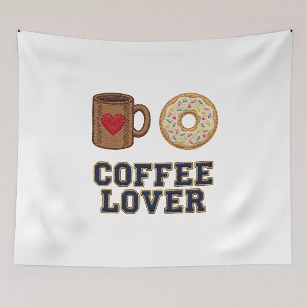 Item preview, Coffee Lover Embroidery Set: Varsity Patch Mug and Sprinkled Donut designed and sold by NonditStudio.