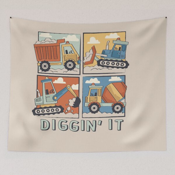 Item preview, Diggin’ It – Colorful Construction Trucks designed and sold by OHBOY! Handmade.