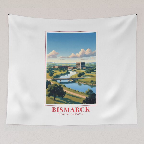 Item preview, Bismarck North Dakota Cityscape Art designed and sold by MapMyMiles.
