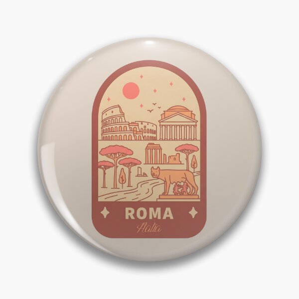Item preview, Roma Italy Travel Badge Colosseum St Peters Basilica and Roman Ruins designed and sold by InvestingRoad.