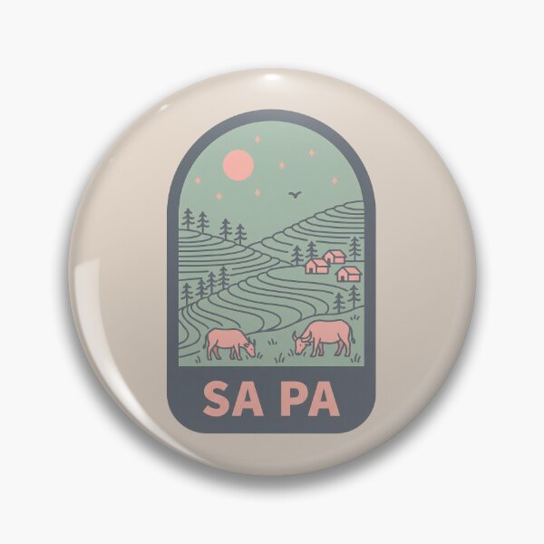 Item preview, Sa Pa Vietnam Travel Badge, Rice Fields Terraces and Fansipan Mountain Cable Car designed and sold by InvestingRoad.