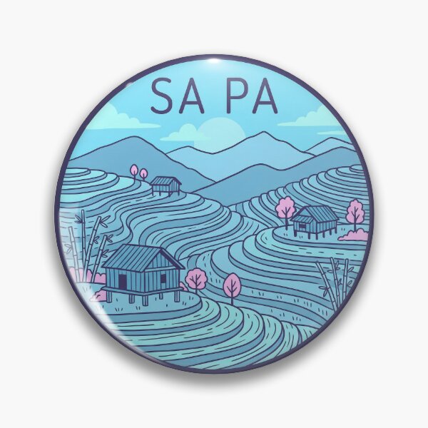 Item preview, Sa Pa Vietnam Travel Badge, Rice Fields Terraces and Fansipan Mountain Cable Car designed and sold by InvestingRoad.