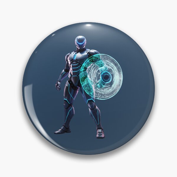Item preview, Cyberpunk Guardian Android - Blue Holographic Energy Shield designed and sold by Dakson Design - Fantasy Art.