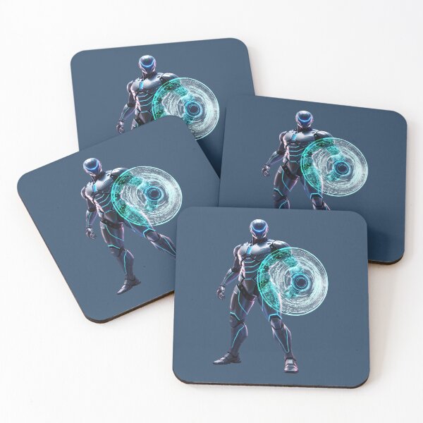 Item preview, Cyberpunk Guardian Android - Blue Holographic Energy Shield designed and sold by Dakson Design - Fantasy Art.
