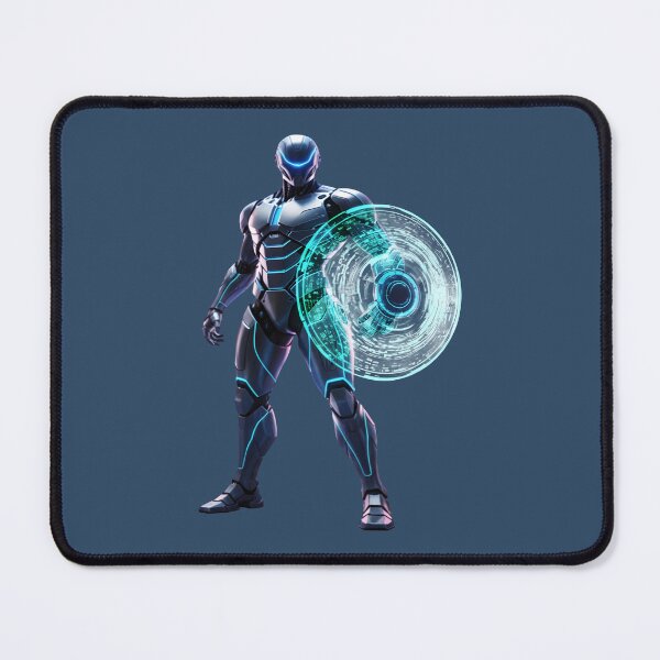 Item preview, Cyberpunk Guardian Android - Blue Holographic Energy Shield designed and sold by Dakson Design - Fantasy Art.