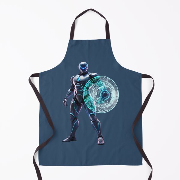 Item preview, Cyberpunk Guardian Android - Blue Holographic Energy Shield designed and sold by Dakson Design - Fantasy Art.