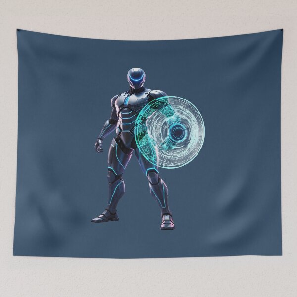 Item preview, Cyberpunk Guardian Android - Blue Holographic Energy Shield designed and sold by Dakson Design - Fantasy Art.