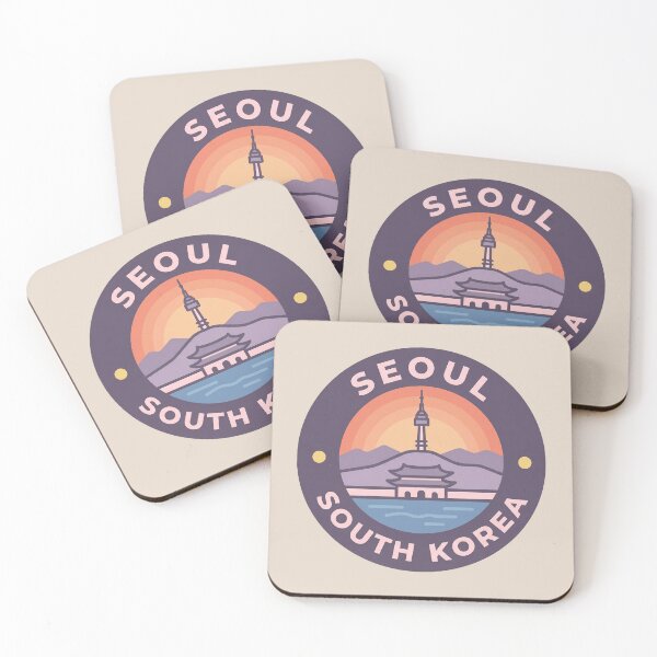 Item preview, Seoul South Korea Travel Badge, N Seoul Tower and Lotte World Tower Skyline with Cherry Blossoms designed and sold by InvestingRoad.