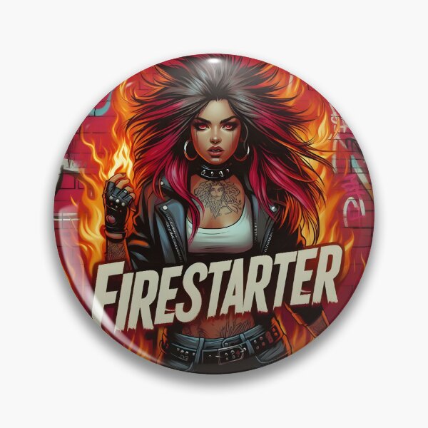 Item preview, Firestarter Rebel Girl with Flaming Hair and Graffiti Vibes. designed and sold by Spark2Seduction.