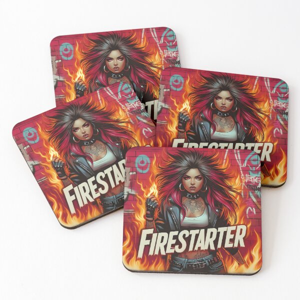 Item preview, Firestarter Rebel Girl with Flaming Hair and Graffiti Vibes. designed and sold by Spark2Seduction.