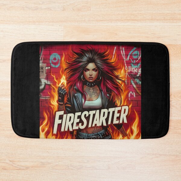 Item preview, Firestarter Rebel Girl with Flaming Hair and Graffiti Vibes. designed and sold by Spark2Seduction.