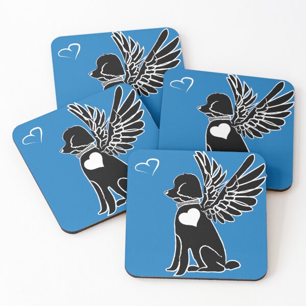 Item preview, Black Dog Angel on Blue Background designed and sold by Digitalmyth's Designs.