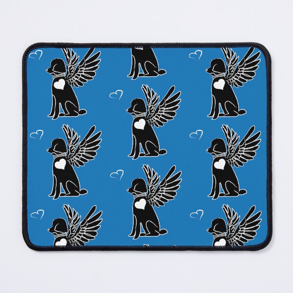 Item preview, Black Dog Angel on Blue Background designed and sold by Digitalmyth's Designs.
