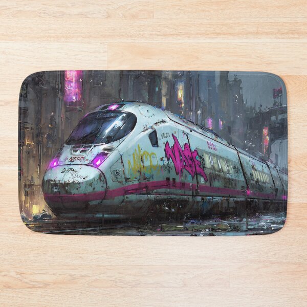 Item preview, Cyberpunk Bullet Train in Neon Megacity Rain designed and sold by athanasioungr.