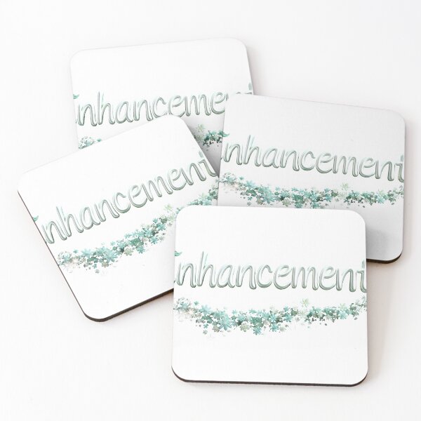 Item preview, Glossy mint Enhancements script with floral arc on black background designed and sold by Creative88Art.