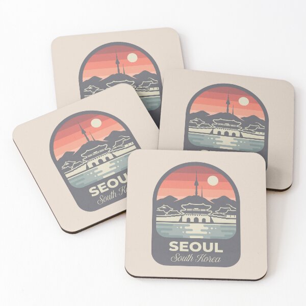 Item preview, Seoul South Korea Travel Badge, N Seoul Tower and Lotte World Tower Skyline with Cherry Blossoms designed and sold by InvestingRoad.