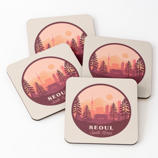 Item preview, Seoul South Korea Travel Badge, N Seoul Tower and Lotte World Tower Skyline with Cherry Blossoms designed and sold by InvestingRoad.